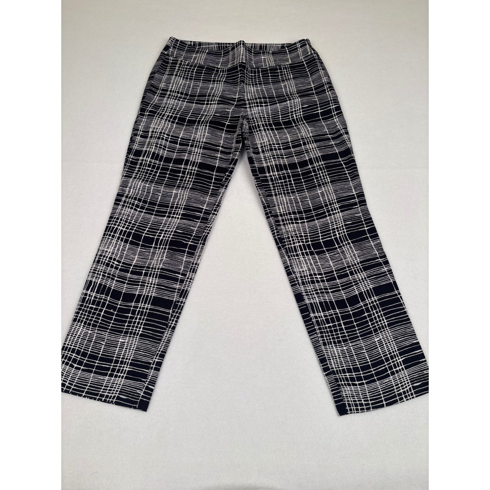 LOFT Petites Marisa Plaid Trousers Black White Grid Crop Pants 4P‎ Side Zip